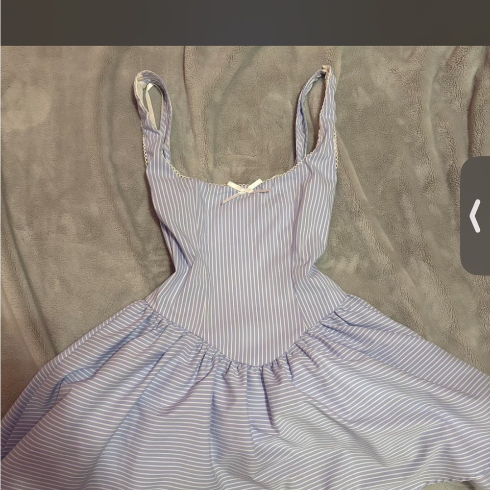 Windsor Lavender and White Striped Spaghetti Strap Dress